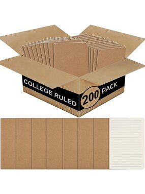 200-Pack A5 Kraft Notebooks - Eco-Friendly, Durable, Perfect for Journaling